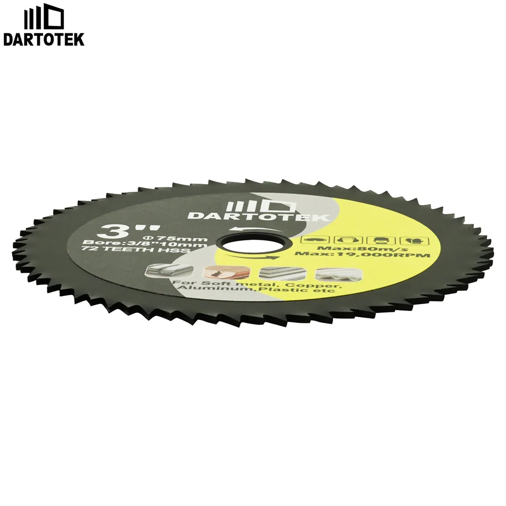 DARTOTEK Dia75mm 1/3/5/10 Uds disco de corte superfino HSS cortador de Metal blando tubo de cobre aluminio madera Mini cortador de disco hoja de sierra