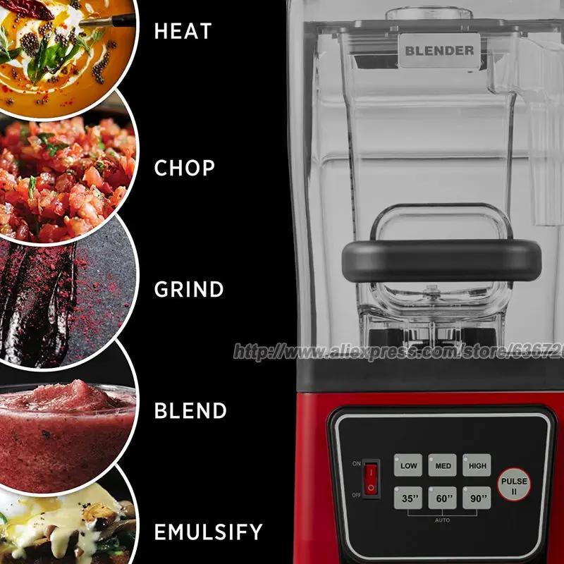 خلاط تجاري مع درع كامل للصوت ، هادئ للخدمة الشاقة ، يتضمن شفرات جافة مبللة 2 في 1 ، 3 سرعتان ، ويشمل متعدد الوظائف