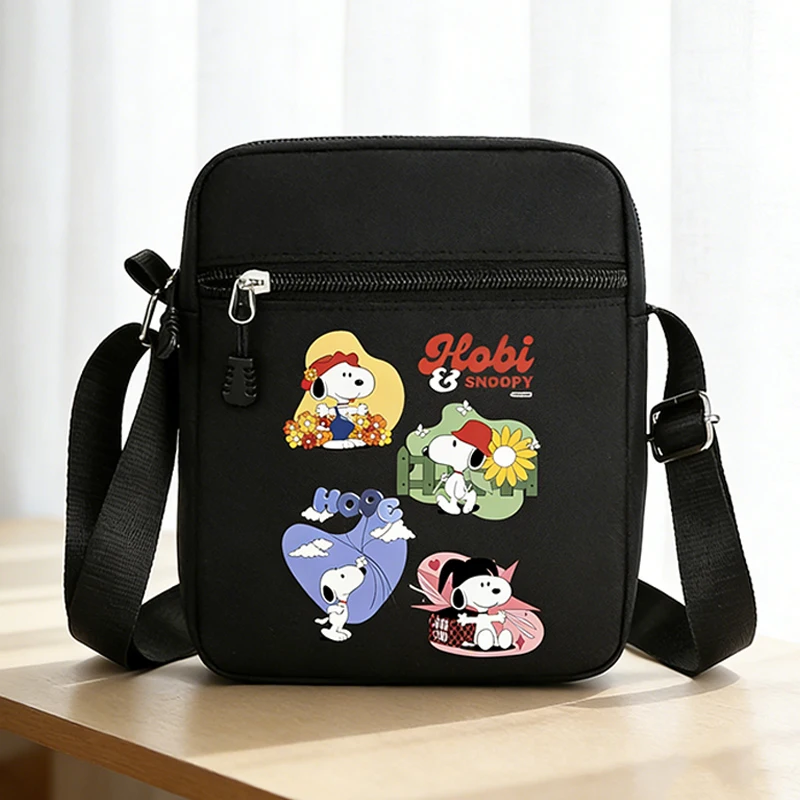 

Snoopys Shoulder Bag Anime Character Print Nylon Crossbody Bags Student Portable Stationery Organizer Children Birthday Gifts