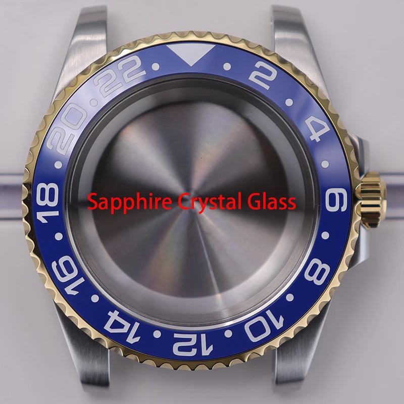 Fenya 40mm Fashion Watch Case Sapphire For GMT-MASTER Seiko NH35 NH36 NH38 4R36 Miyota8215 2824 Movement 28.5mm Dial Silver Gold