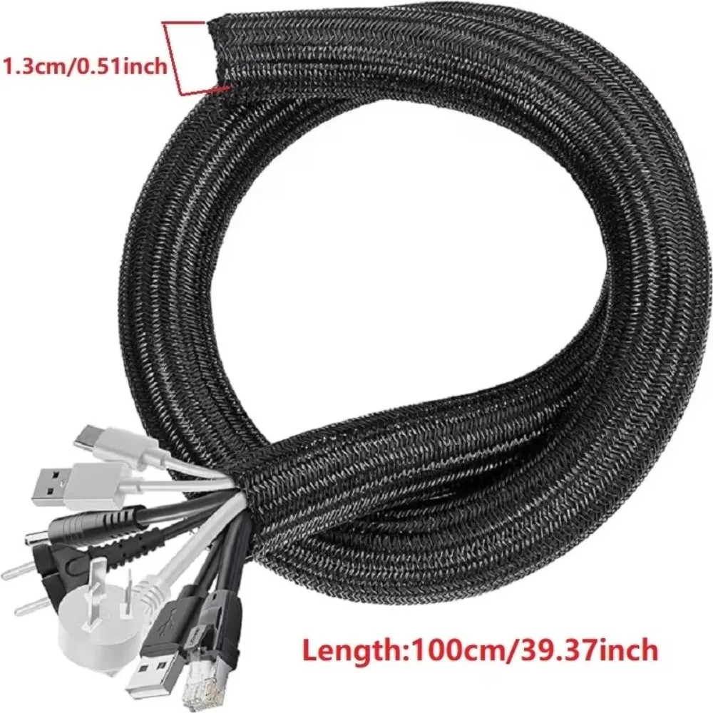 1M 3 Meters 5M Braided Cable Sleeve PET Nylon Self Closing Wire Protector Cable Casing for Automotive Engine Motorcycle