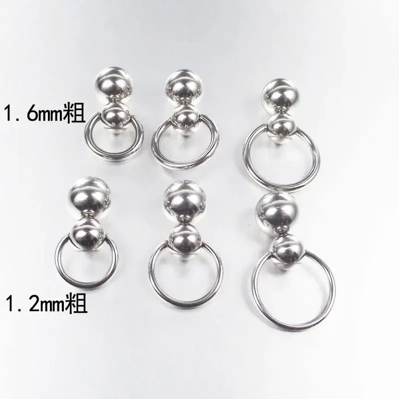 Stainless Steel Double Ball Cucurbit Gourd Ring Eyebrow Curved Tragus Ear Piercing PA Nipple Ring Bar Lips Body Piercing Jewelry
