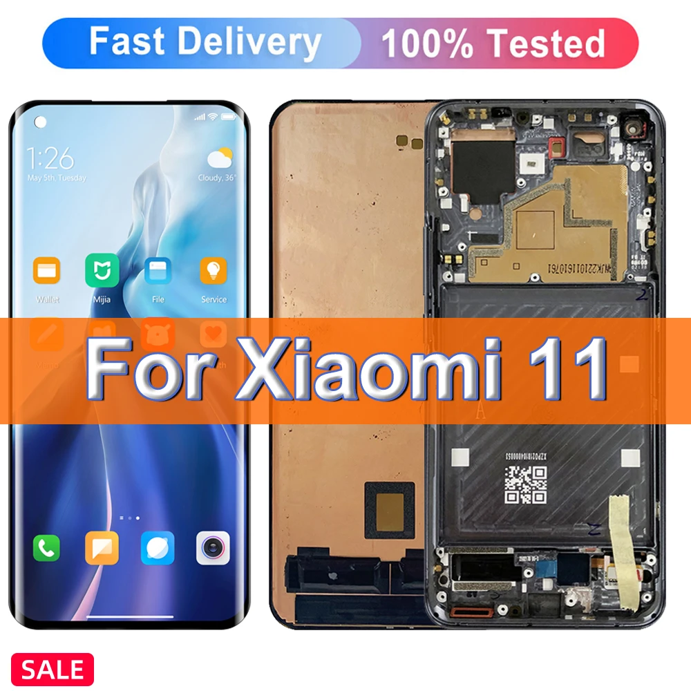 

6.81" Super AMOLED For Xiaomi Mi 11 M2011K2C M2011K2G LCD Display Touch Panel Digitizer Assembly For Xiaomi Mi11 lcd with Frame