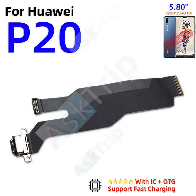 Aiinant Per Huawei P20 P30 Lite Plus Pro 2017 2018 Ricarica inferiore USB Data Dock Microfono Caricatore Cavo flessibile Parti del telefono