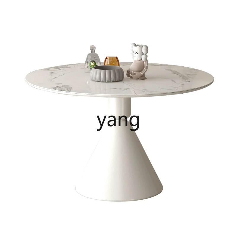 

LMM Silent Style round Dining Table Small Apartment Cream Style Marble Table B & B Negotiation Small round Table