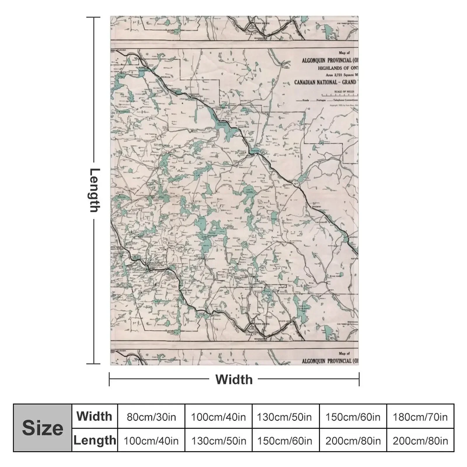 1922 Algonquin Park Ontario Vintage Map Throw Blanket Bed cosplay anime Blankets