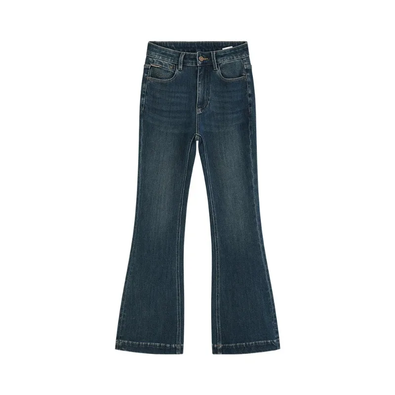 Vintage High Waist Bootcut Jeans Women Lady Slim Fit Flared Denim Pants Retro Casual Spring Daily Wide Leg Horseshoe Trousers