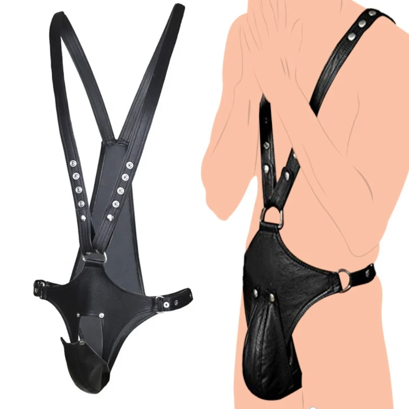 BDSM Gay Penis Pouch Leather Harness Men Open Crotch Full Body Bondage Clothes Sexy Party Clubwear Chest Harness Belts for Men