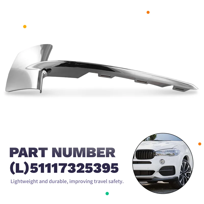 

Хромированная накладка на решетку переднего бампера для BMW F15 X5, левая крышка 2014-2018), номер детали 51117325395