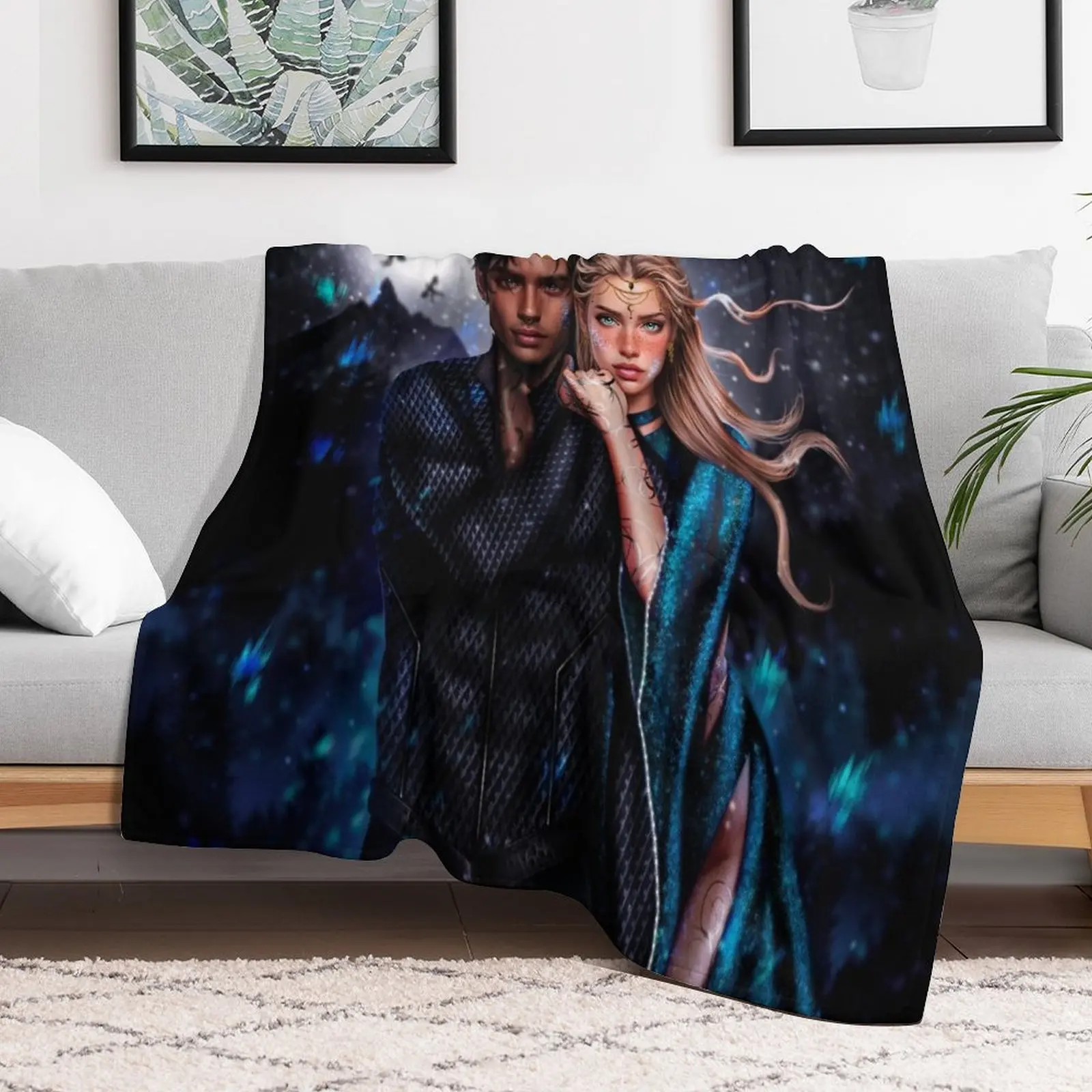 Feyre Archeron and Rhysand Darling from Acotar Throw Blanket Luxury Throw Bed linens Blankets