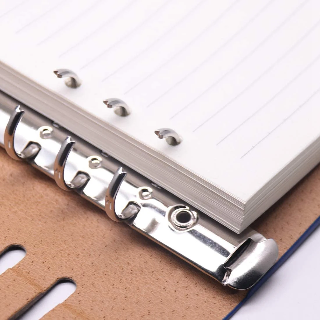 CS-A5 Notebook 6 Holes PU Leather Cover Notebook Loose Pocket Leather Refillable Notebook Binder Rings Journal