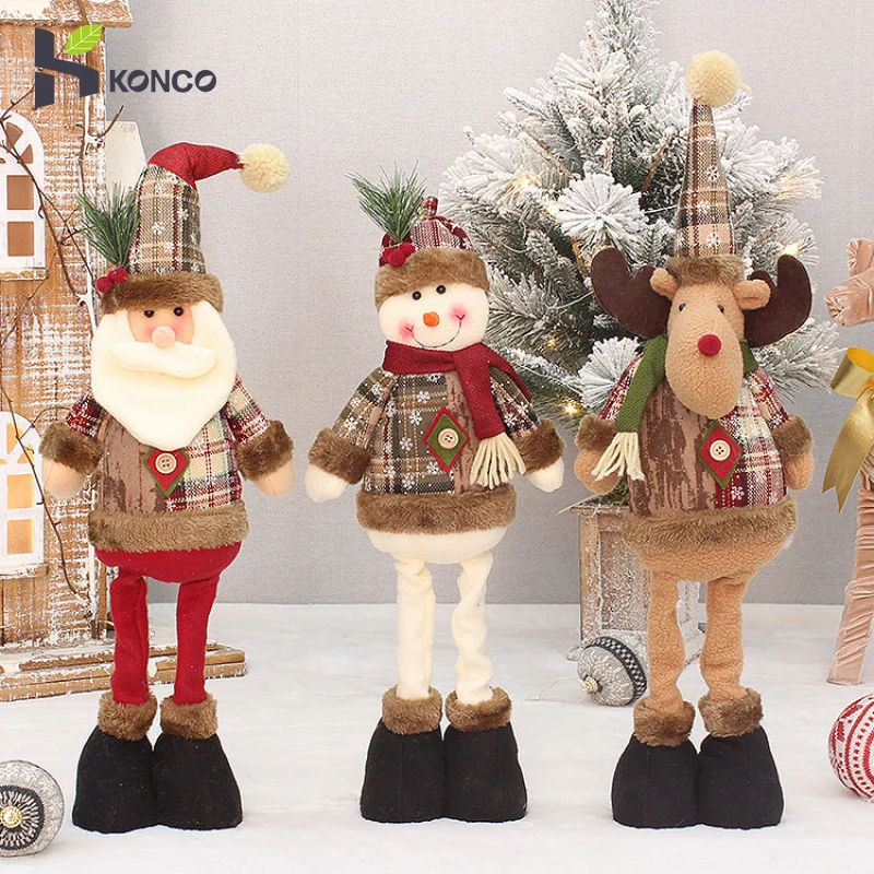 Christmas Dolls Home Decorations New Year Ornament Reindeer Snowman Santa Claus Standing Dolls for Holiday Party Decor