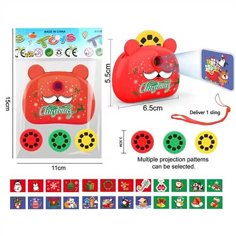 1 Set Cartoon Christmas Projector Camera Toys For Kids Christmas Gift Children Early Educational Sleep Story Projector Camera