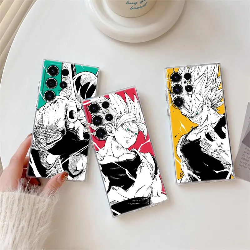 

Phone Case For Samsung Galaxy S26 Ultra S25 S24 S23 S21 Ultra S20 FE S22 S26 Plus S25FE Clear Cover DBZ Anime Goku Gogeta Vegeta
