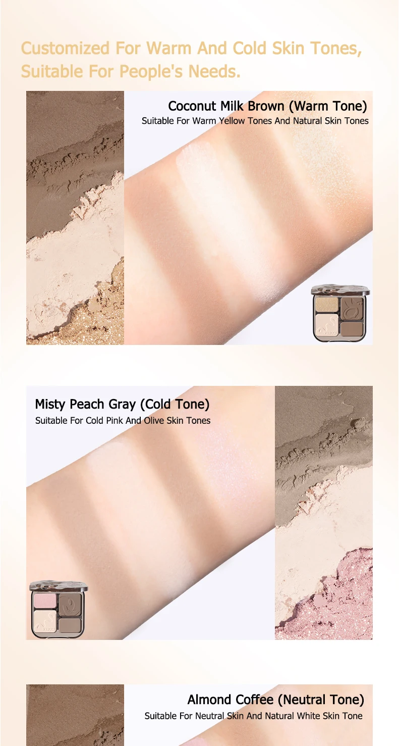VEECCI Highlighter Kontur-Matt-Puder-Palette, aufhellender Nasen-Schatten, matt-schimmernder Bronzer, Nude, einfach aufzutragen, natürliches Make-up – Detail 14