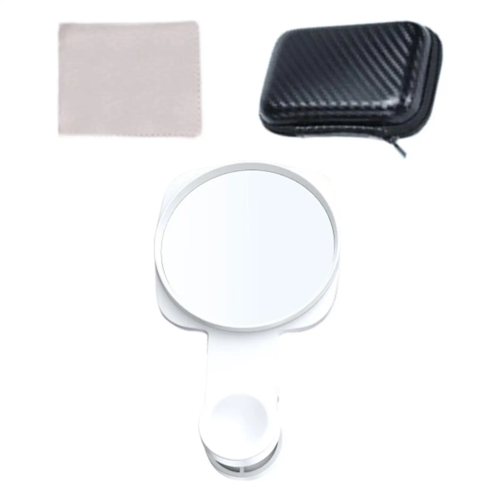 Portable Selfie Reflector Mirror Clip Glass Camera Accessory with Dustproof Cloth for Mobile Photos