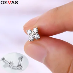 OEVAS 100% 925 Sterling Silver Real 0.8 Carat D Color Moissanite Stud Earrings For Women Sparkling Party Gifts Fine Jewelry