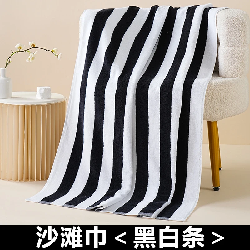 100-pure-cotton-oversized-black-white-striped-beach-towel-water-absorbent-towel-for-men-women-for-swimming-vacation-outdoor-l