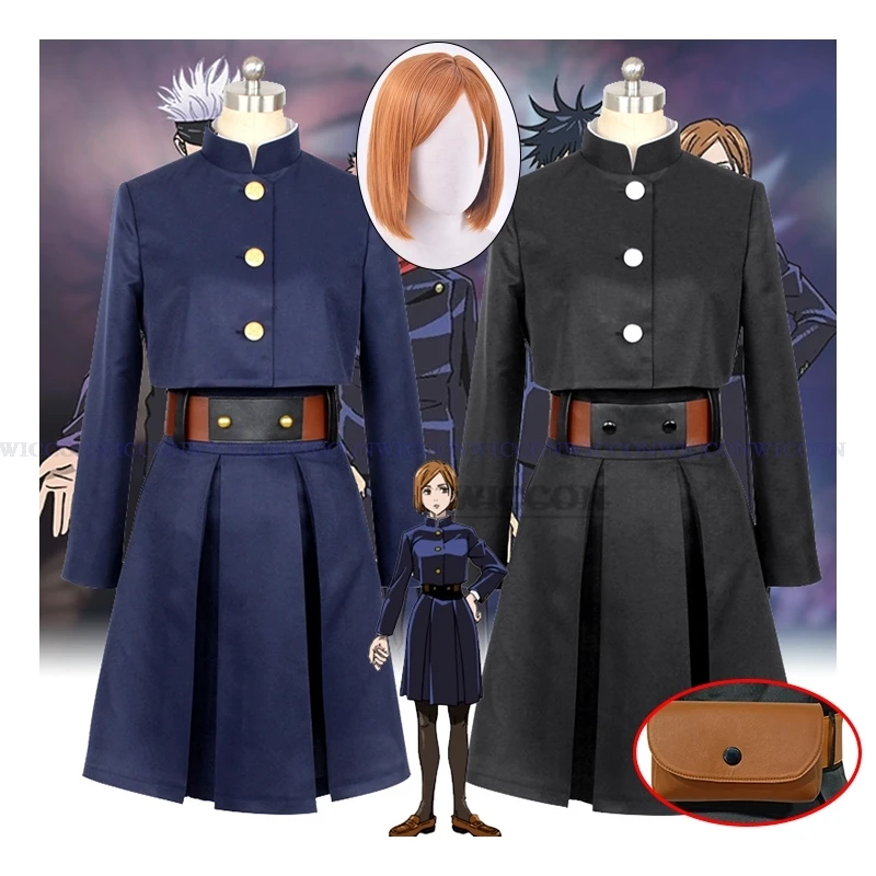 Kugisaki Nobara Anime Cosplay Costume pour femme, perruque, robe, uniforme scolaire, vêtements de fête, uniformes trempés, ensemble de jeu Jk Py