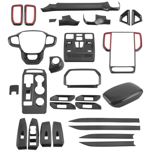 Accesorios de superposición Interior de coche de fibra de carbono para Ford Ranger Raptor Wildtrak T9 2022-2025, embellecedor de puerta de Panel de cambio de marchas Central