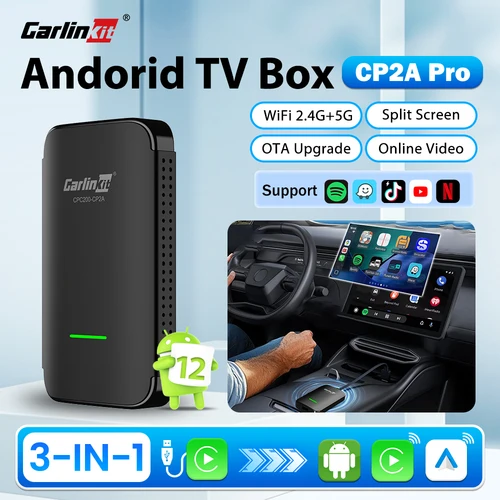 CarlinKit CP2A Pro Ai Box adaptador inalámbrico CarPlay Android Auto inalámbrico inteligente CarPlay Box compatible con YouTube Netflix TikTok 5G USB