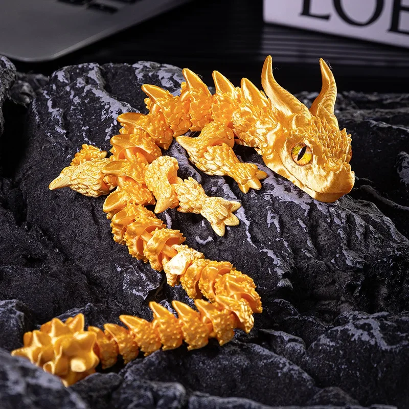 Gradient 3d Printed Dragon Figure Akatsuki Magic Dragon Model Desktop Ornament Multi-joint Movable Body Segments Creative Gift 