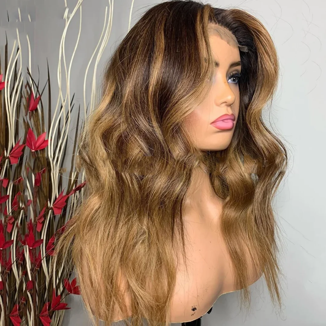 

Ombre Blond 18inch Body Wave 5*5 Silk Base Hair 100% Human Hair Wig 150 Density with Baby Hair Pre-Plucked Soft Hair Wig