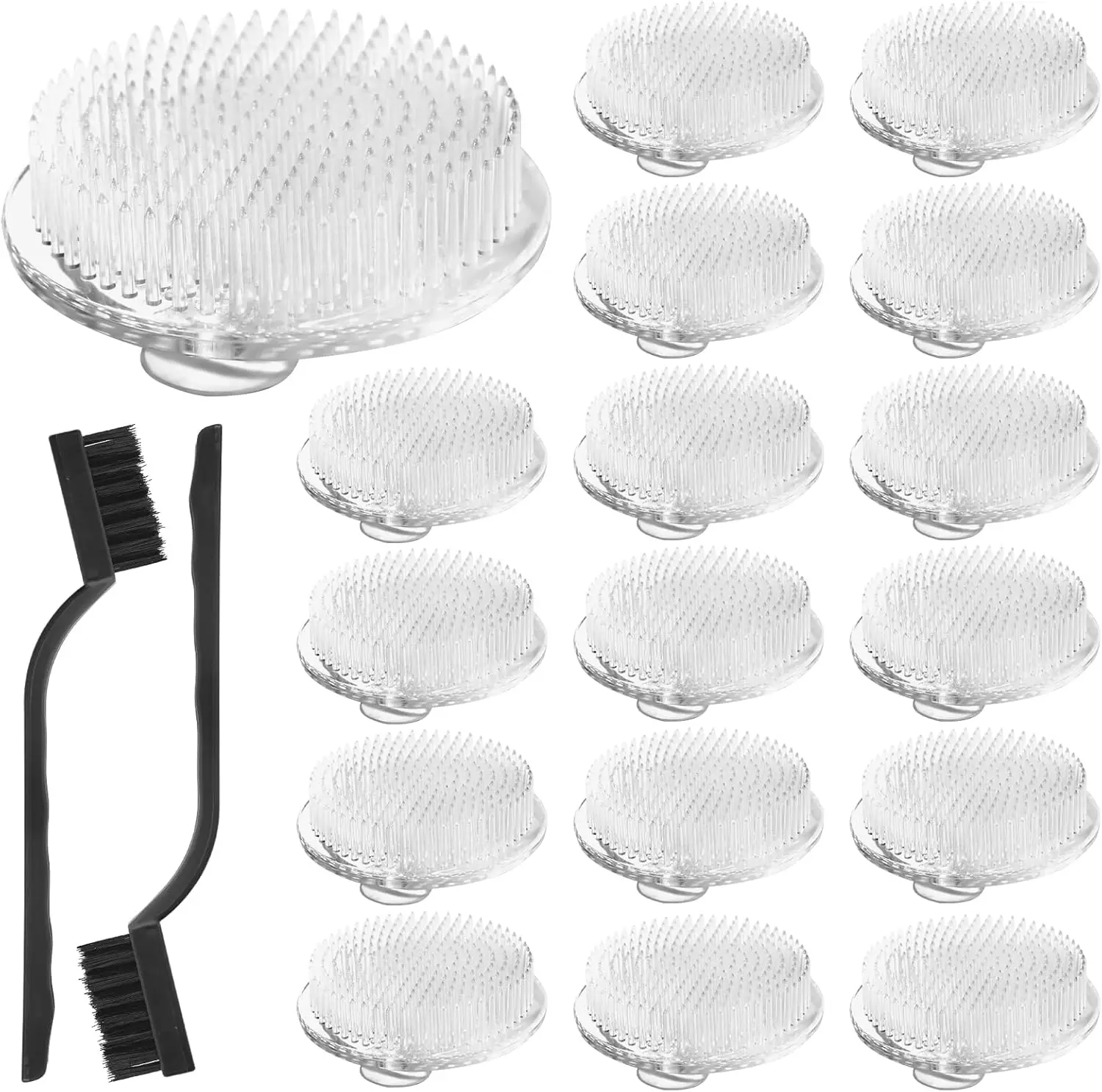 

Exquisite Clear Plastic Flower Arrangement Holder with 3 Suction Cups, 70mm White, Includes 2 Cleaning Brushes (16PCS)