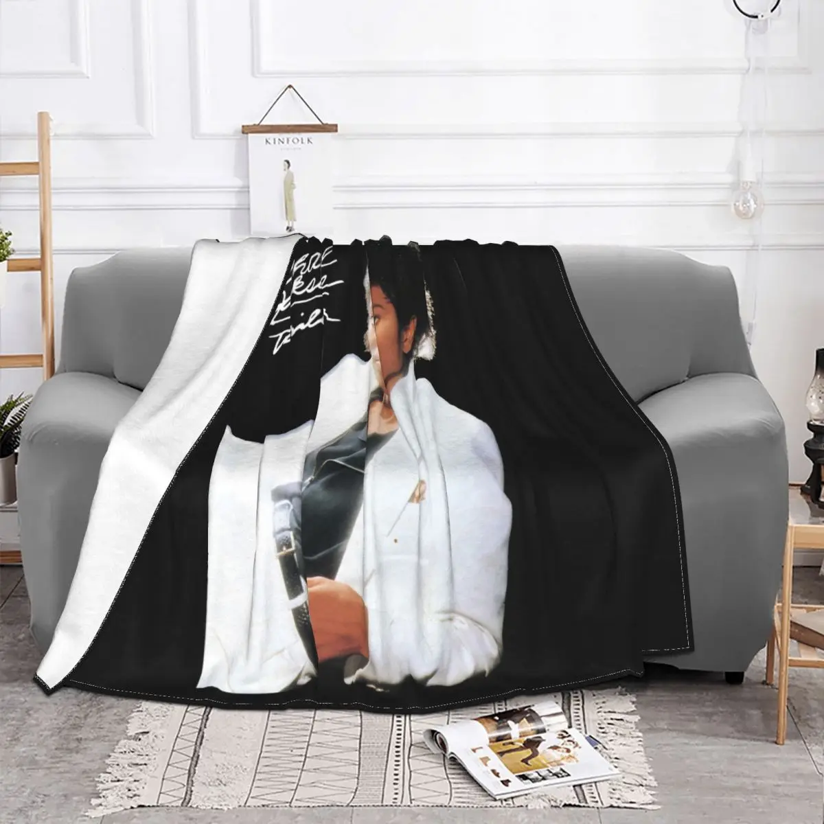 Michael Jackson Thriller Tour Graphic Artist Concert Mighty Fine Black Anime Throw Blanket