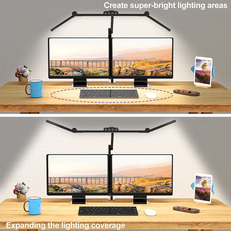 

New LED Desk Lamp with Clamp Ultra Bright Auto Dimming 24W Swing Arm Table Lamps Eye-Caring Desk Lights with 5 Lighting Modes