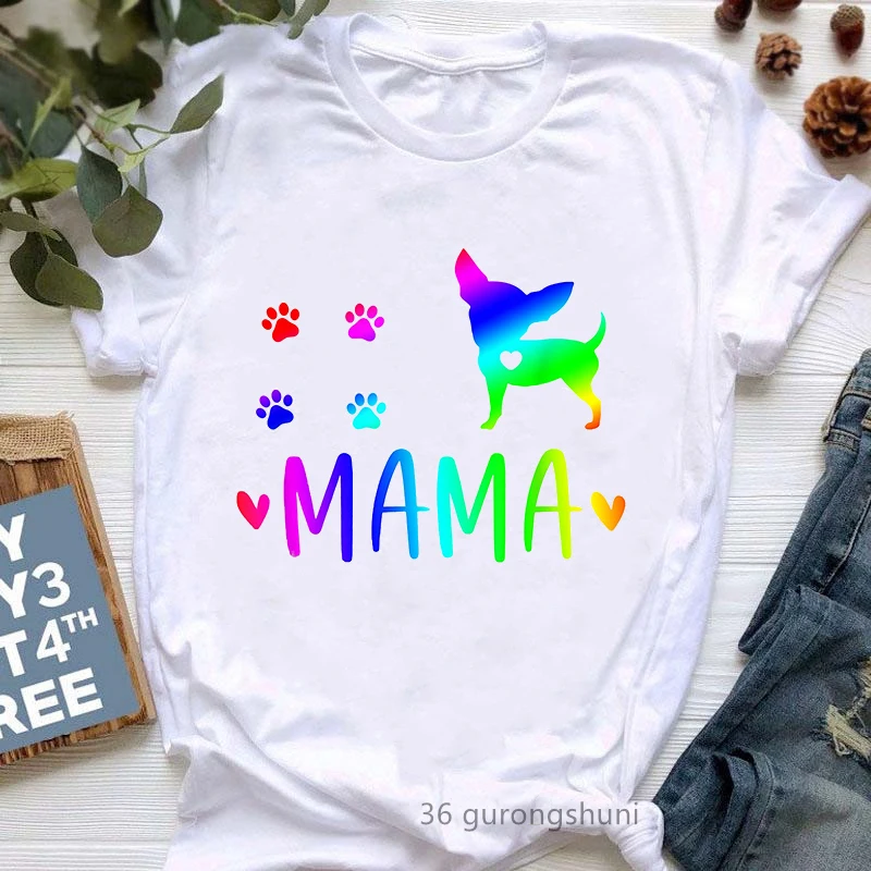 

2022 Hot Sale Watercolor Chihuahua Mom Love T Shirt Girls Schnauzer/Seymour/Yorkshire/Terrier Tshirt Women Funny T-Shirt Female