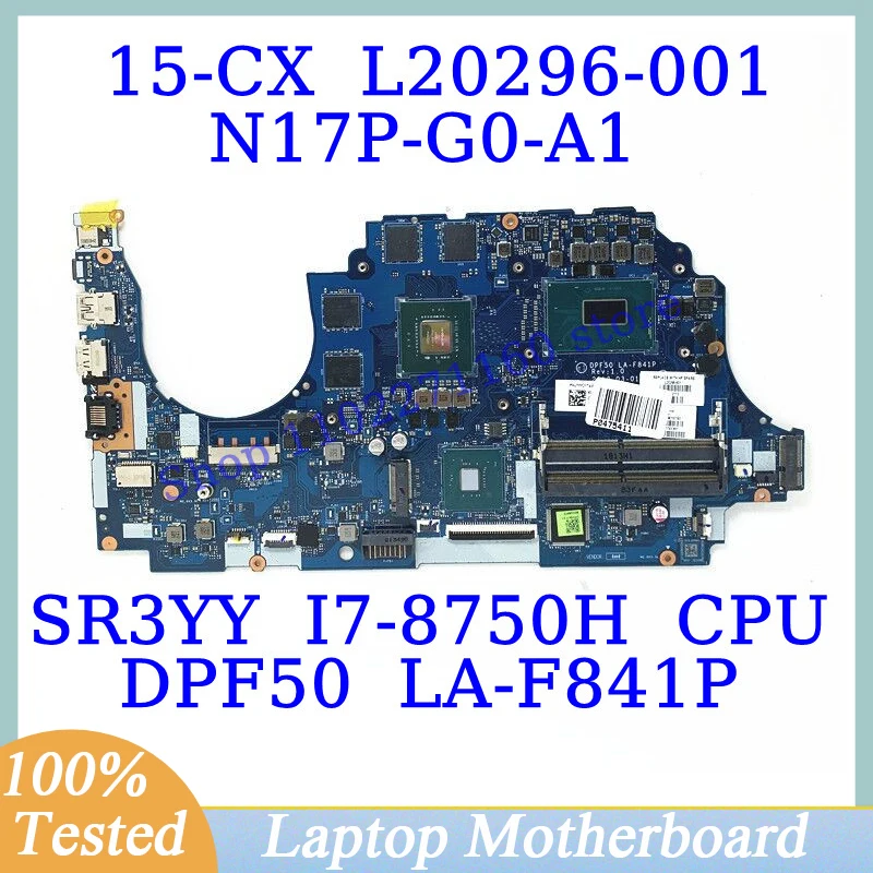 

L20296-001 L20296-501 L20296-601 For HP 15-CX W/SR3YY I7-8750H CPU LA-F841P Laptop Motherboard N17P-G0-A1 GTX1050 2GB 100%Tested