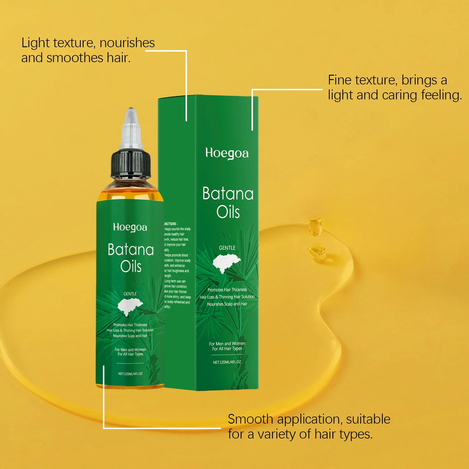 Batana – huile essentielle de soin capillaire, 120ML, huile de croissance rapide, Anti-rottura des cheveux, réparation des dommages, soins quotidiens secs