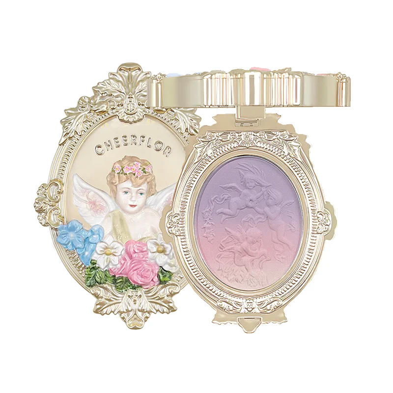 

Палетка теней для век CHEERFLOR Angel с тиснением, матовая, в ретро-стиле, стойкий цвет, легко наносится, набор румян и хайлайтеров для макияжа