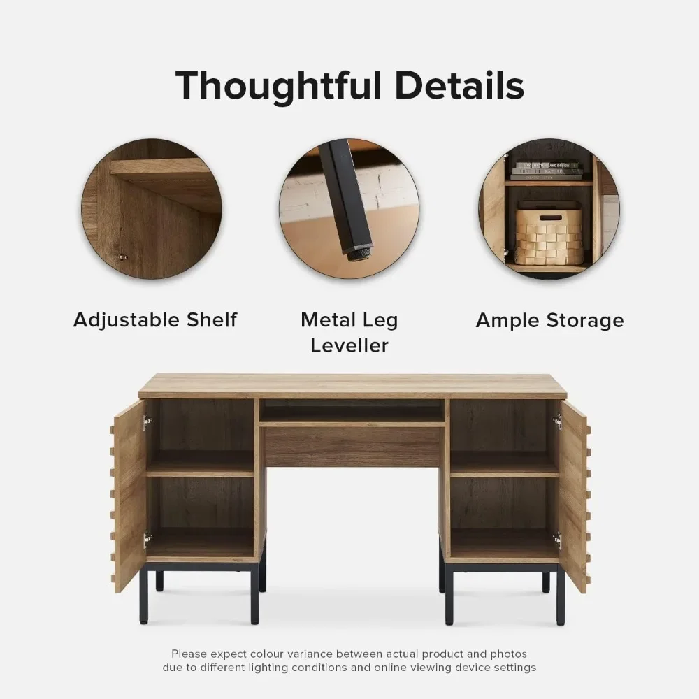 مكتب تنفيذي، مكاتب مزرعة صناعية حديثة للمكتب المنزلي، بأرجل معدنية قوية، وخزانة مزدوجة ذات لوحة مخددة