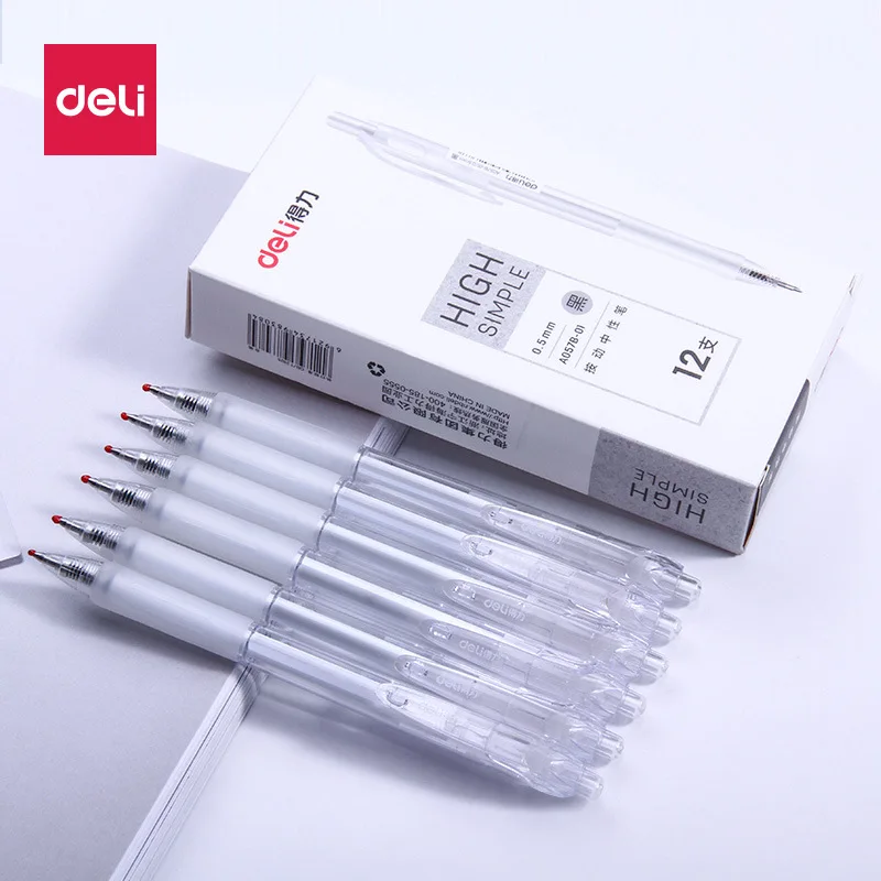 

Deli Gel Pen Black 0.5mm Quick Drying Smooth Writing Comfortable Grip Learning And Office Supplies Press Water Pen Signature Pen