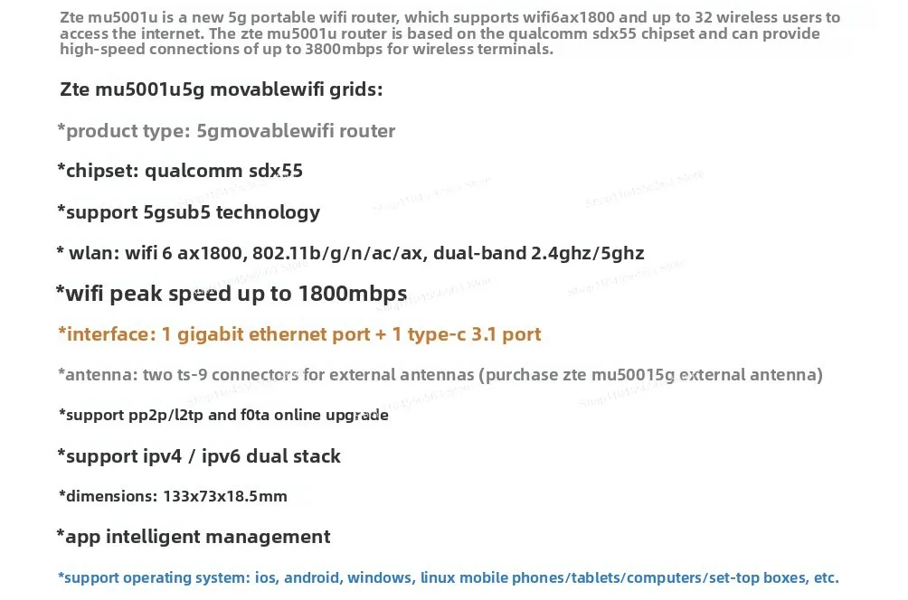 5G SIM Router entsperrt Mu5001 5g Cpe Mobiler WLAN-Router tragbar