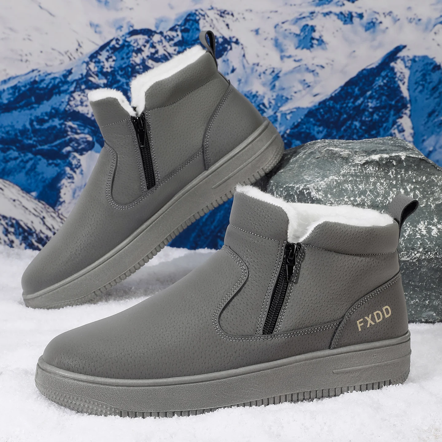 Casual Snow Boots Daily Slip on Fleece Lined Boots Comfort Structure Skid Resistant Outsole Light Waterproof Cold Warm Shoes