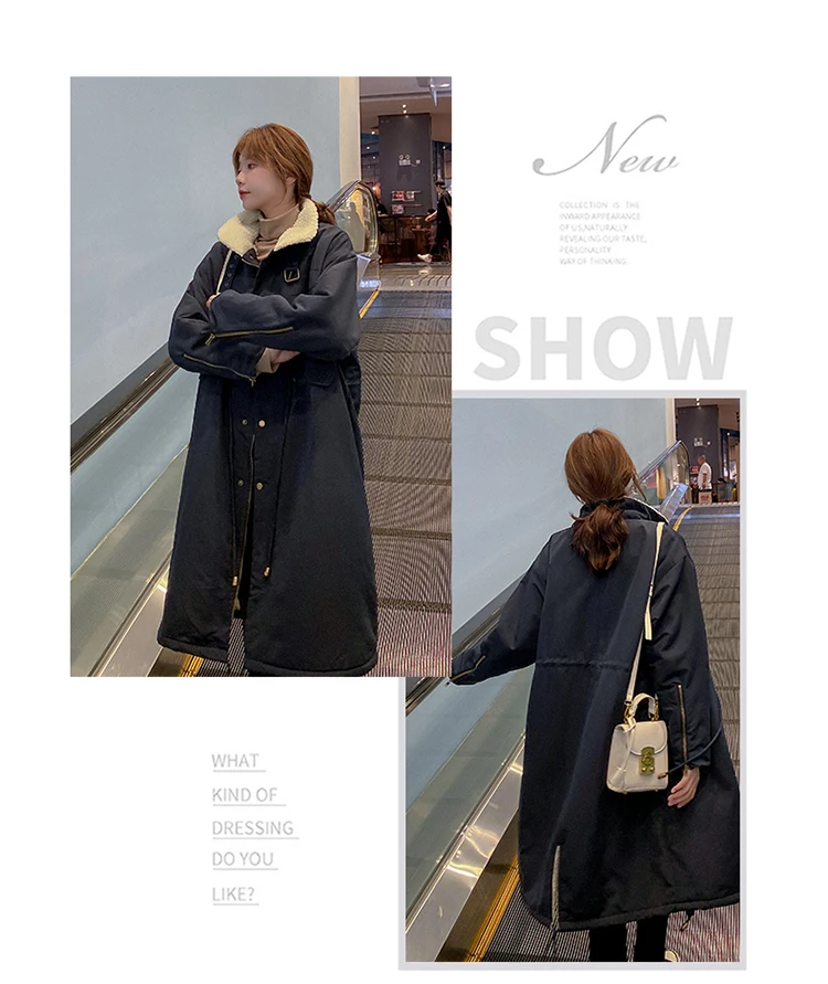 Down Cotton Parkas Jacket Women's Mid-length Over The Knee 2025 New Korean Loose Fashion Winter Padded Female Thickened