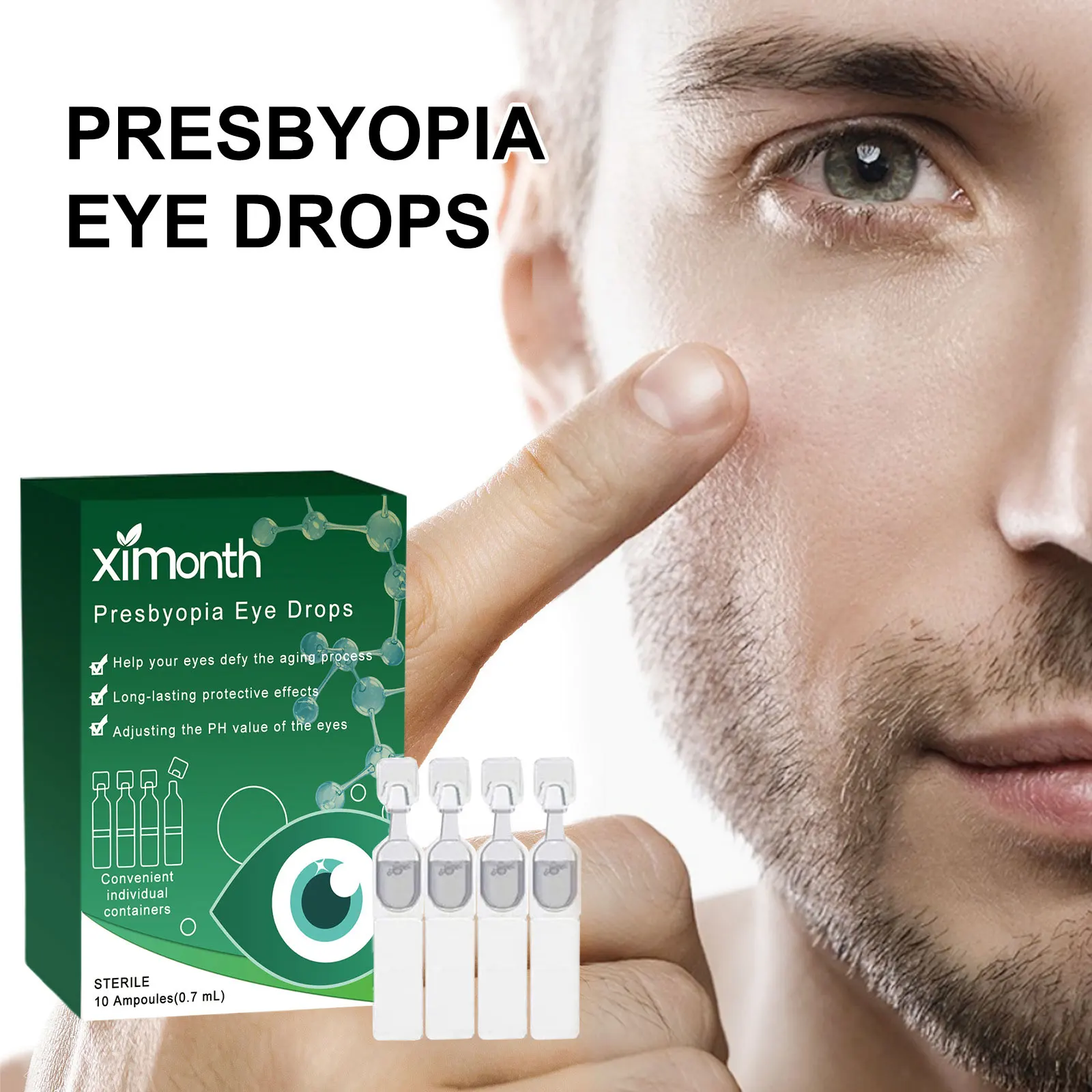 New High-End Red Dry Blurred Better Vision Relief Eye Drop Effective Presbyopia Discomfort Fatigue Swell Sore Clean Relax Liquid