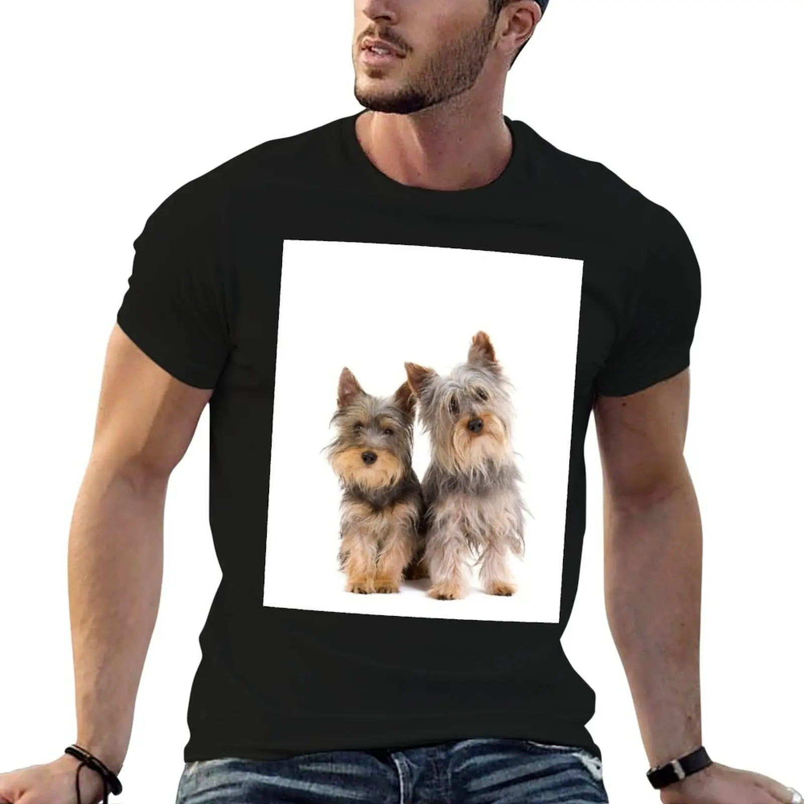 Camiseta de dos mejores amigos, camiseta de algodón para hombre, camiseta esencial de algodón, camiseta de cachorros Silky Terrier