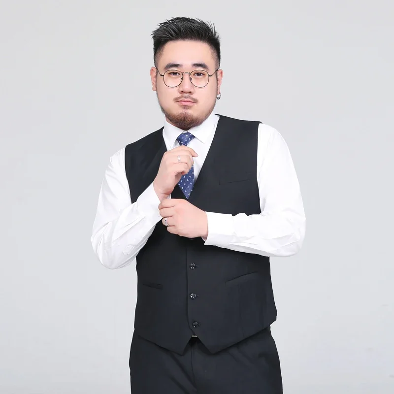 M-10XL Suit Vest Men\'s V-neck Sleeveless Vests Coat Blue and Black Can Choose S-7XL 8XL 9XL Very Cool Waistcoat for Fat Men