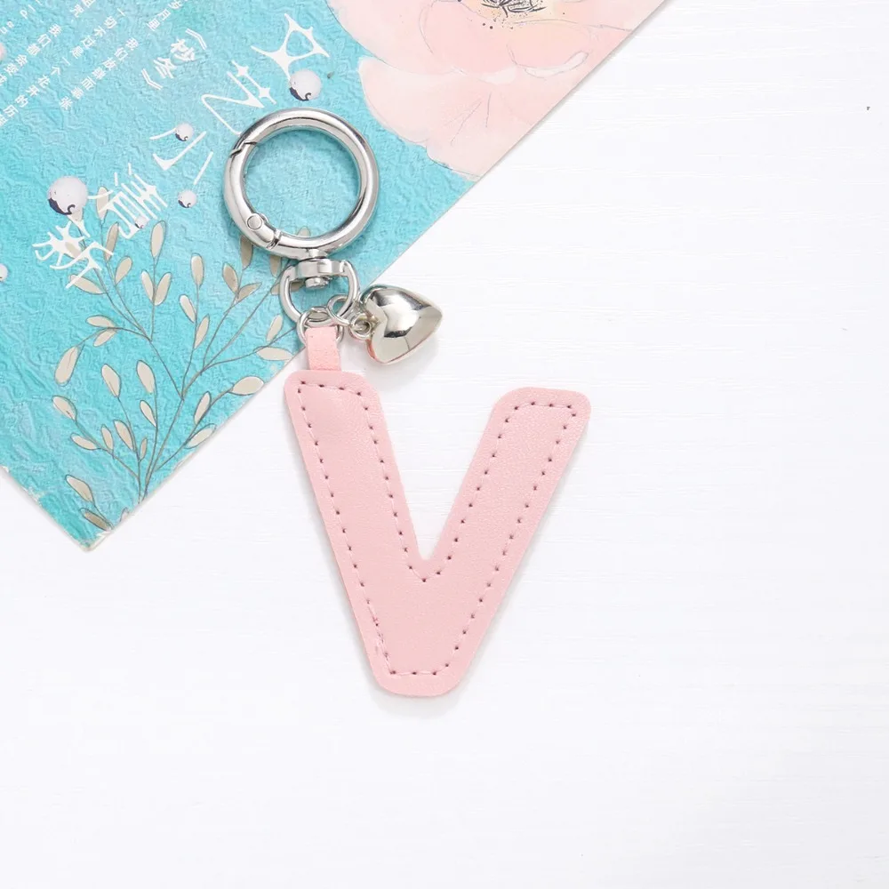 

Keys Organizer PU 26 Letter Key Chain Key Ring Waist Buckle Alphabet Car Key Buckle Business Love Pendant Business Key Holder