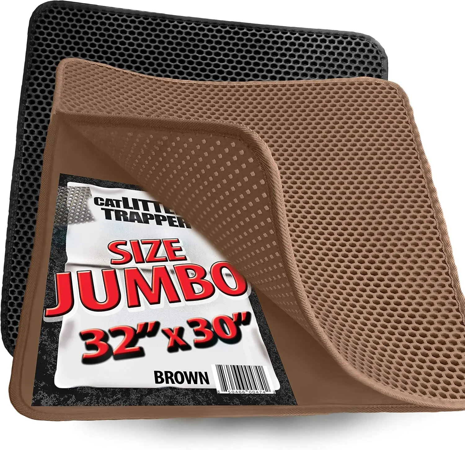 

Коврик для улавливания кошачьего туалета Jumbo Cat Litter Trapper - EZ Clean, водонепроницаемый слой, опция для использования с подстилкой для щенков, 32x30 дюймов