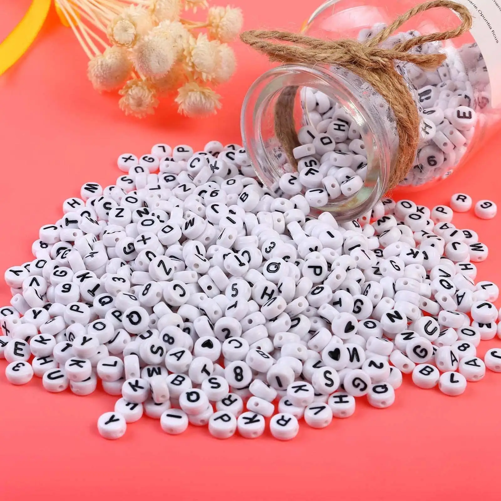 

Glass Beads Loose Beads Spacer Elastic String 3mm Charms Alphabet Letter Beads