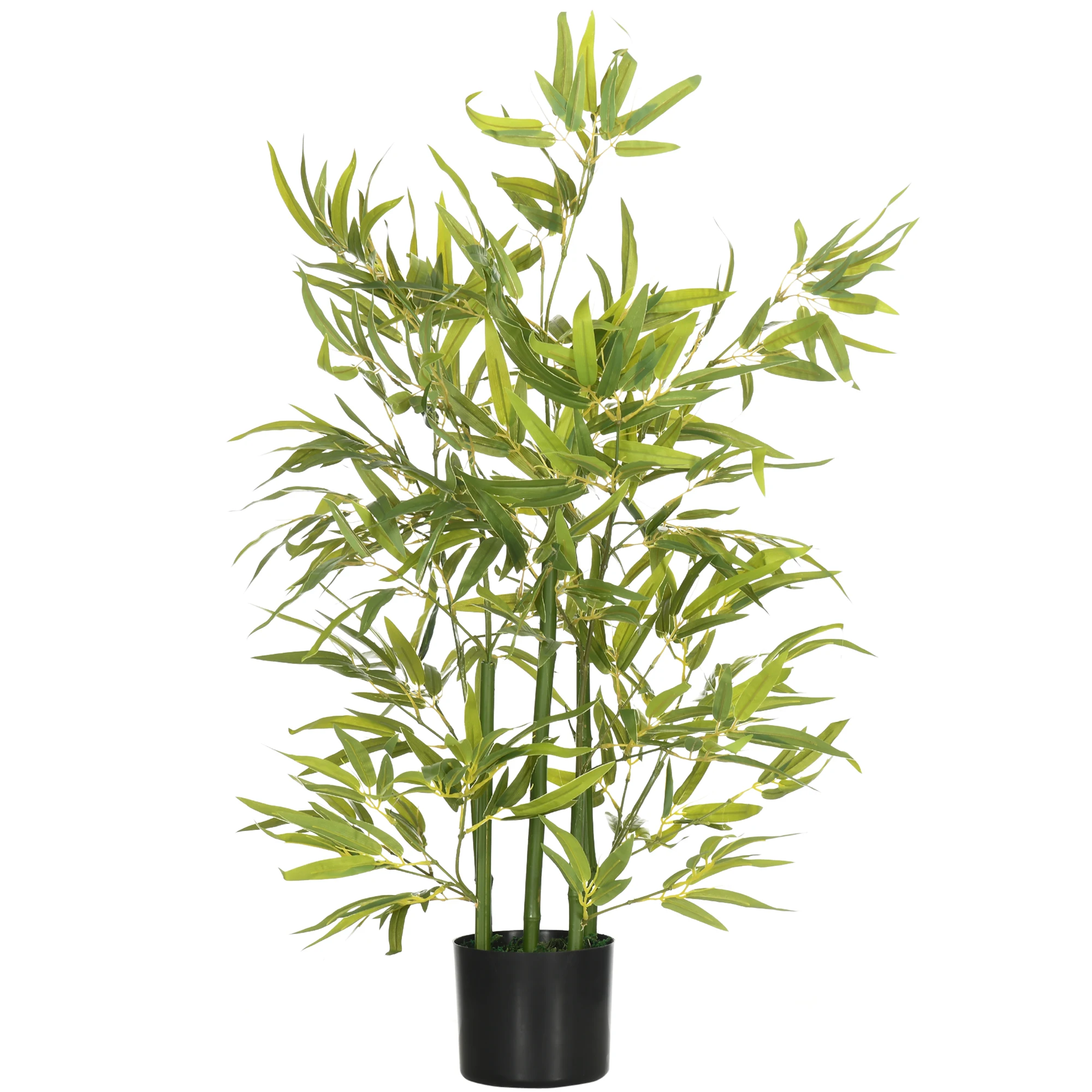 HOMCOM Artifical Bamboo Plant with Pot 90 cm Artificial Bamboo with 504 Leaves Realistic Living Room Decoration for Outdoor Home Ø 15x90 cm Green