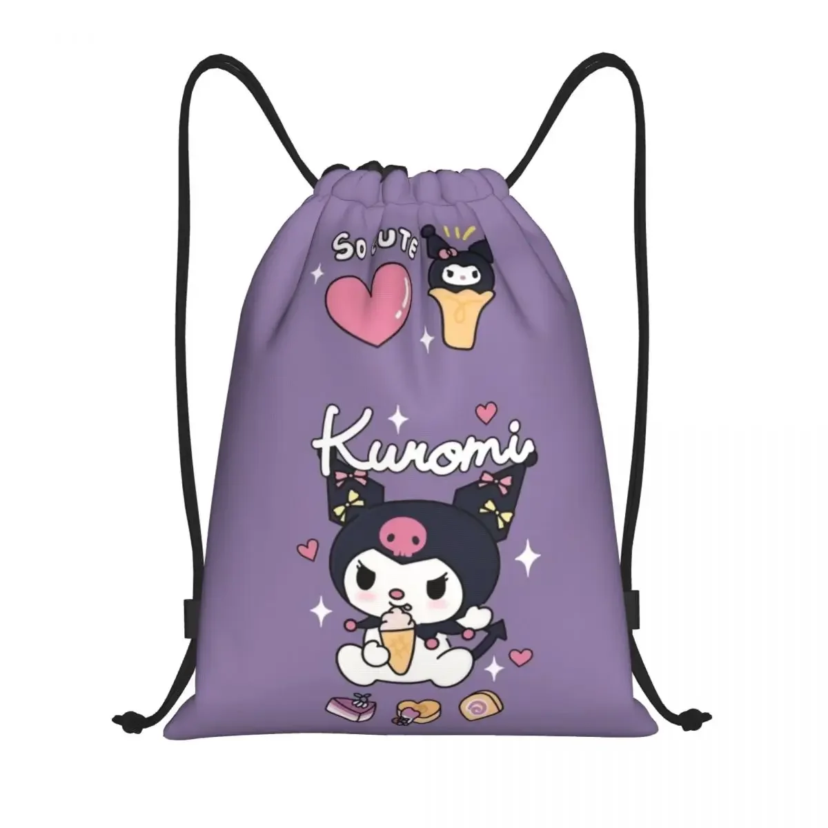 Custom Cute  Cartoon Anime Drawstring Backpack Sports Gym Bag for Men Women Training Sackpack