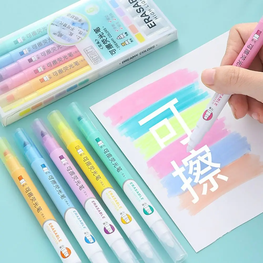 Portable 6-Colors Highlighter Art Stationery Erasable Scrapbook Pen Drawing/Painting/Graffiti Learning Markers Marker Pen Office