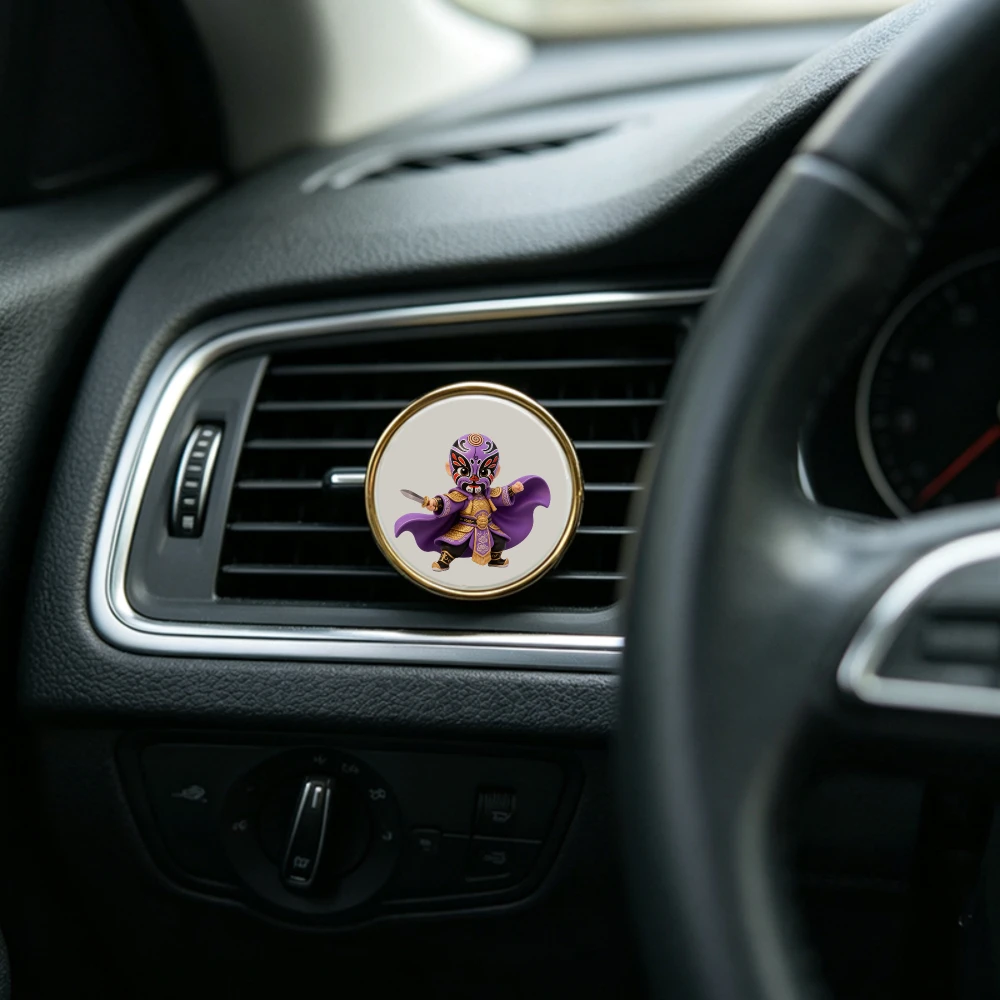 High-End Car Air Freshener AC Vent Clip Face Changing Sword Mask Pattern Elegant Car Interior Decor Persistent Auto Scent