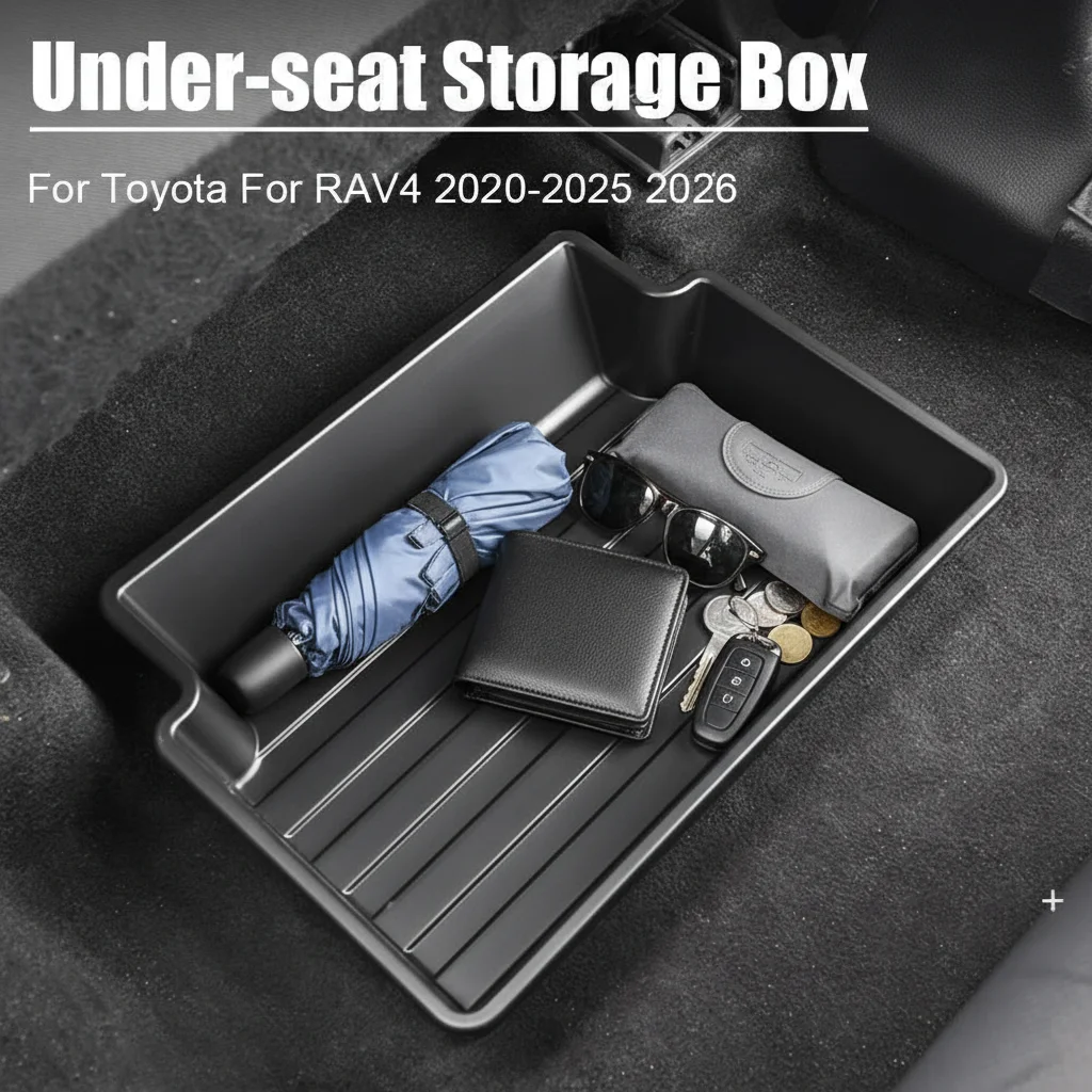 Caja de Almacenamiento Oculta Debajo del Asiento para Toyota RAV4 (2020-2026) | Bandeja Organizadora Ecológica de TPE para Maximizar el Espacio de la Cabina del Auto